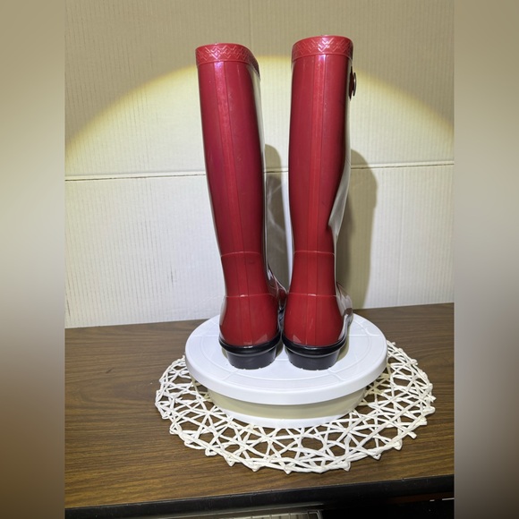 BOOT SALE size 8 Shaye Purple Tall Rubber Rain Boots 13.5” high.1”heel appearNEW - Picture 4 of 9